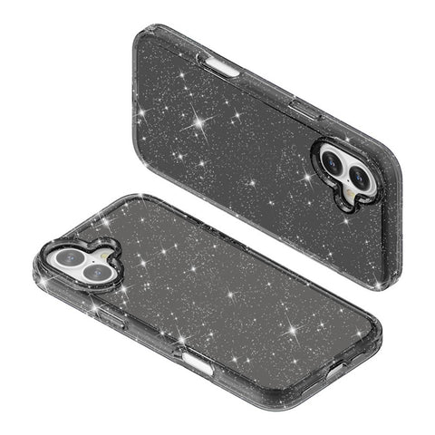 For iPhone 17 Case Sparkly Powder Glitter Shiny Soft TPU + Hard PC Back Cover