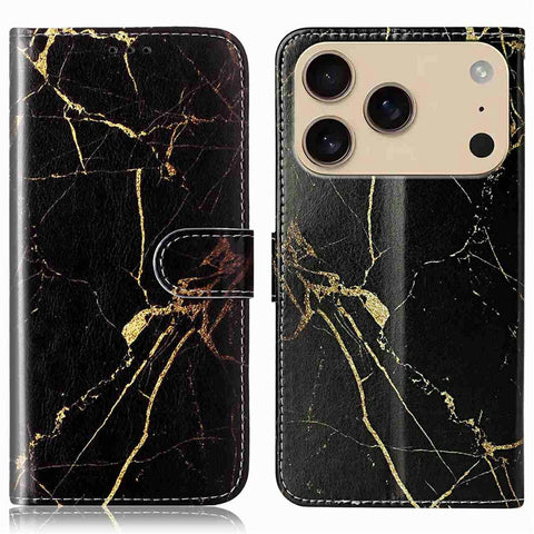 For iPhone 17 Pro Max Stand Case Marble Painted Folio Flip Leather Wallet Phone Cover