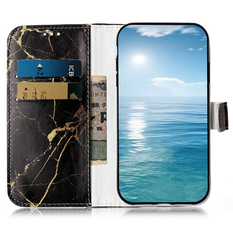 For iPhone 17 Pro Max Stand Case Marble Painted Folio Flip Leather Wallet Phone Cover