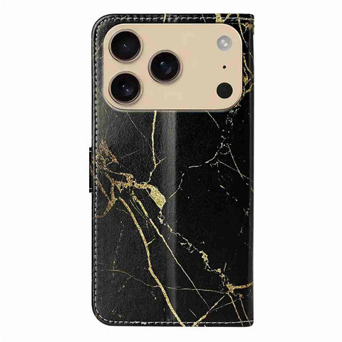 For iPhone 17 Pro Max Stand Case Marble Painted Folio Flip Leather Wallet Phone Cover