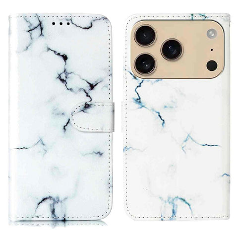 For iPhone 17 Pro Max Stand Case Marble Painted Folio Flip Leather Wallet Phone Cover