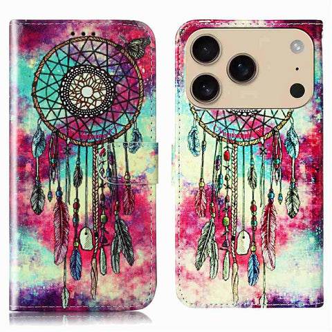 For iPhone 17 Pro Max Stand Case Marble Painted Folio Flip Leather Wallet Phone Cover