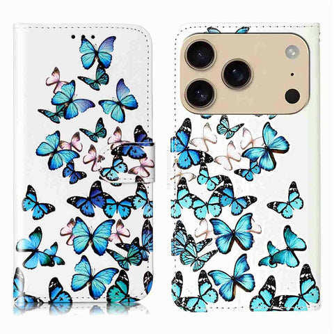 For iPhone 17 Pro Max Stand Case Marble Painted Folio Flip Leather Wallet Phone Cover