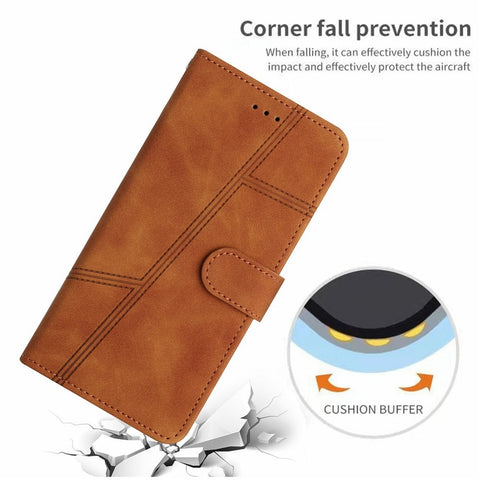 For iPhone 17 Pro Max Case Flip Leather Retro Phone Cover Lines Imprinted