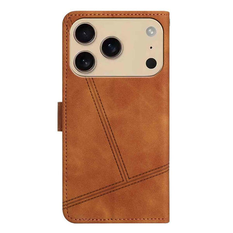 For iPhone 17 Pro Max Case Flip Leather Retro Phone Cover Lines Imprinted