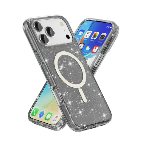 For iPhone 17 Pro Max Case Compatible with MagSafe Glitter Powder PC + TPU Phone Cover