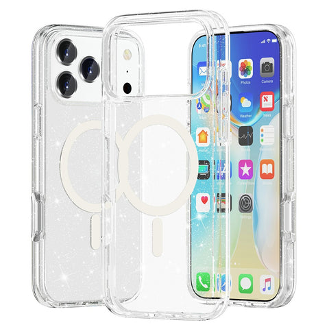 For iPhone 17 Pro Max Case Compatible with MagSafe Glitter Powder PC + TPU Phone Cover