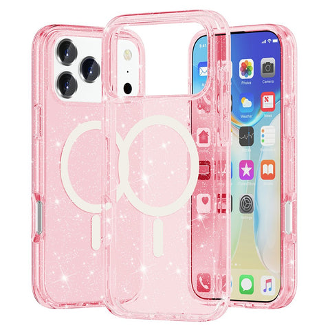 For iPhone 17 Pro Max Case Compatible with MagSafe Glitter Powder PC + TPU Phone Cover