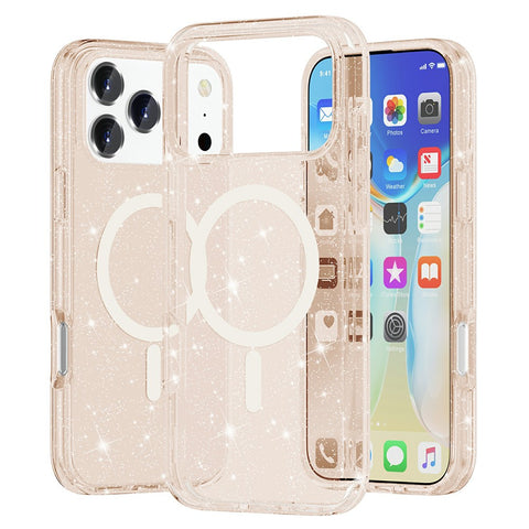 For iPhone 17 Pro Max Case Compatible with MagSafe Glitter Powder PC + TPU Phone Cover