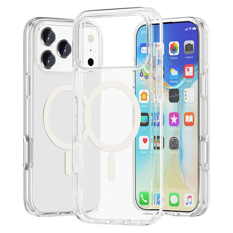For iPhone 17 Pro Max Magnetic Case Compatible with MagSafe PC + TPU Clear Phone Cover