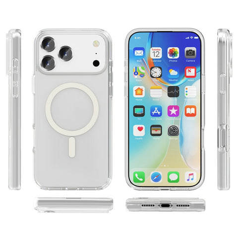 For iPhone 17 Pro Max Magnetic Case Compatible with MagSafe PC + TPU Clear Phone Cover