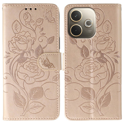 Phone Case For Oppo A5 Pro 5G (Global) / 4G (Global) / A5 Energy 5G (China) , Wallet Stand Imprinted Rose Butterfly PU Leather Cover