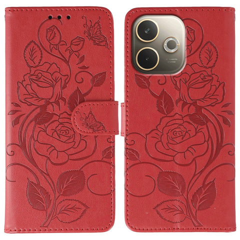 Phone Case For Oppo A5 Pro 5G (Global) / 4G (Global) / A5 Energy 5G (China) , Wallet Stand Imprinted Rose Butterfly PU Leather Cover