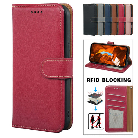 Phone Case For Oppo A5 Pro 5G (Global) / 4G (Global) / A5 Energy 5G (China) , RFID Blocking Wallet Litchi Texture Leather Cover Magnetic Clasp