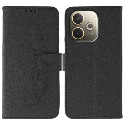 For Oppo A5 Pro 5G (Global) Case Feather Imprint PU Leather Wallet Phone Cover