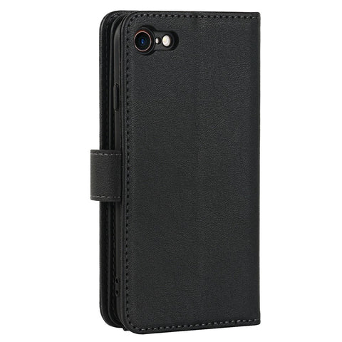 Stand Case for iPhone SE (2022) / (2020) / 8 / 7 PU Leather Phone Cover with Straps / Zipper Wallet / Multiple Card Slots