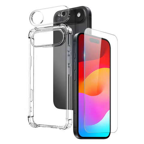 NORTHJO For iPhone Air Case Shockproof TPU Clear Phone Cover with Tempered Glass and Camera Lens Film