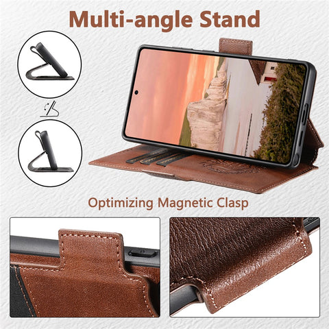 SUTENI Q-06 For Samsung Galaxy S23 Ultra Case Color Splicing Magnetic Detachable Leather Phone Cover