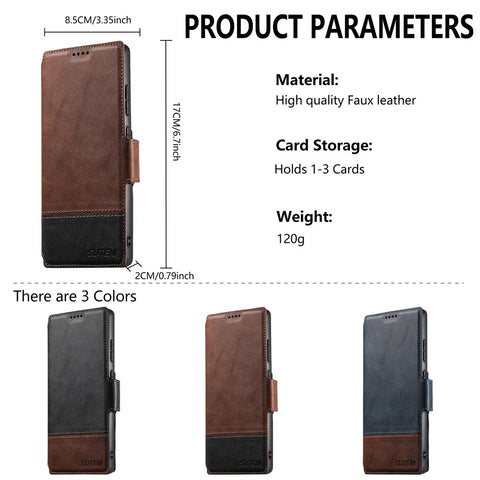 SUTENI Q-06 For Samsung Galaxy S23 Ultra Case Color Splicing Magnetic Detachable Leather Phone Cover