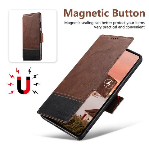 SUTENI Q-06 For Samsung Galaxy S23 Ultra Case Color Splicing Magnetic Detachable Leather Phone Cover
