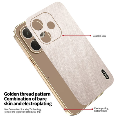 KADEM Phone Case For Oppo A5 Pro 5G (Global) / 4G (Global) / A5 Energy 5G (China) , Electroplating Silk Texture PU + TPU Back Cover