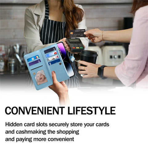 ESEBLE Galaxy Series For Motorola Edge 60 Pro 5G Case RFID Blocking Leather Zipper Phone Cover with Shoulder Strap + Wrist Strap