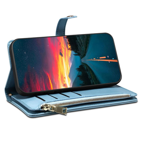 ESEBLE Galaxy Series For Motorola Edge 60 Pro 5G Case RFID Blocking Leather Zipper Phone Cover with Shoulder Strap + Wrist Strap