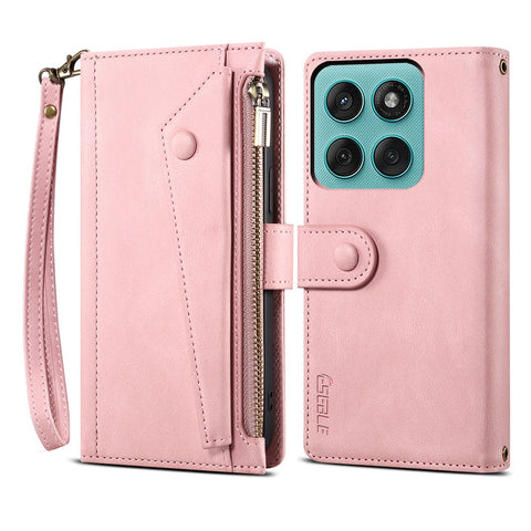 ESEBLE Star Series For Motorola Edge 60 Pro 5G Case Zipper Wallet Leather Stand Phone Cover with Wrist Strap
