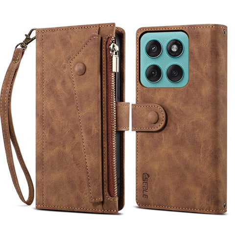ESEBLE Star Series For Motorola Edge 60 Pro 5G Case Zipper Wallet Leather Stand Phone Cover with Wrist Strap