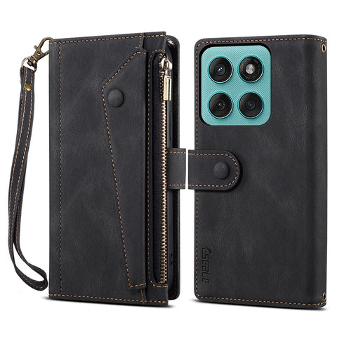 ESEBLE Star Series For Motorola Edge 60 Pro 5G Case Zipper Wallet Leather Stand Phone Cover with Wrist Strap