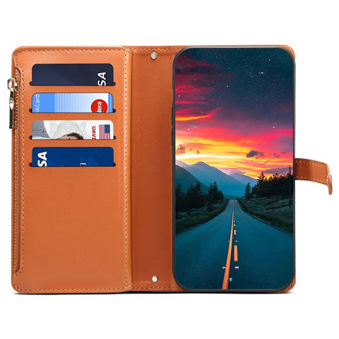 ESEBLE Galaxy Series For Motorola Moto G56 5G Case RFID Blocking Leather Zipper Phone Cover with Shoulder Strap + Wrist Strap