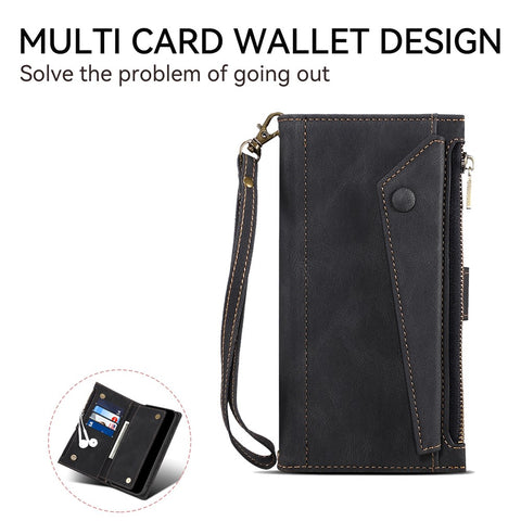 ESEBLE Star Series For Motorola Moto G56 5G Case Zipper Wallet Leather Stand Phone Cover with Wrist Strap
