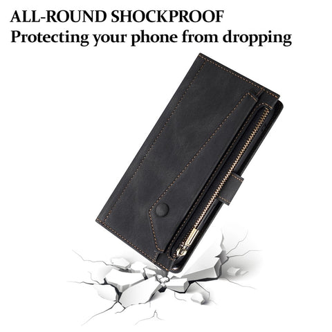 ESEBLE Star Series For Motorola Moto G56 5G Case Zipper Wallet Leather Stand Phone Cover with Wrist Strap