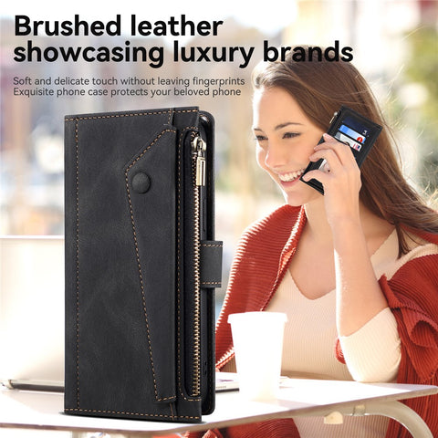 ESEBLE Star Series For Motorola Moto G56 5G Case Zipper Wallet Leather Stand Phone Cover with Wrist Strap