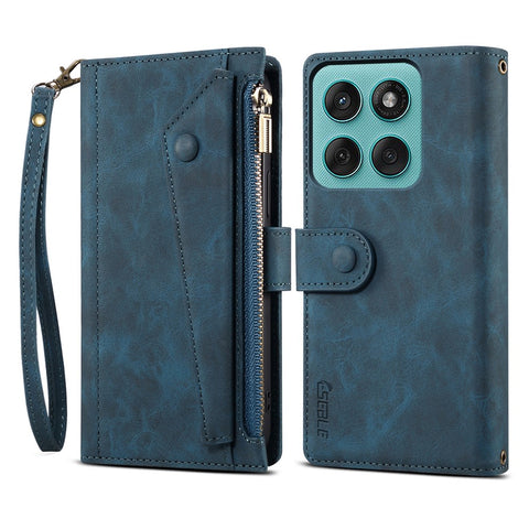 ESEBLE Star Series For Motorola Moto G56 5G Case Zipper Wallet Leather Stand Phone Cover with Wrist Strap