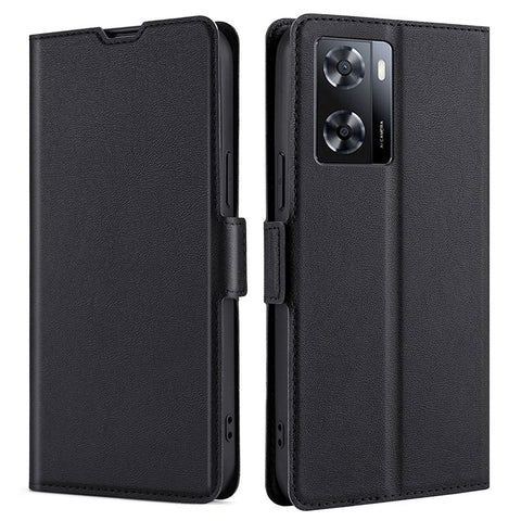 For Oppo A57s 4G / A57e 4G / A57 4G Anti-scratch PU Leather Phone Case Ultra-thin Double Magnetic Clasp Cell Phone Cover Stand with Card Slot