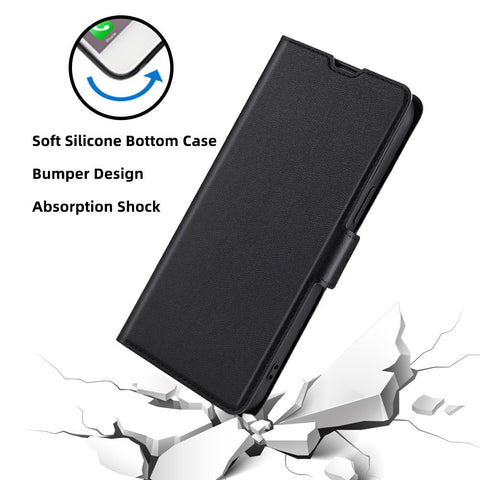 For Oppo A57s 4G / A57e 4G / A57 4G Anti-scratch PU Leather Phone Case Ultra-thin Double Magnetic Clasp Cell Phone Cover Stand with Card Slot