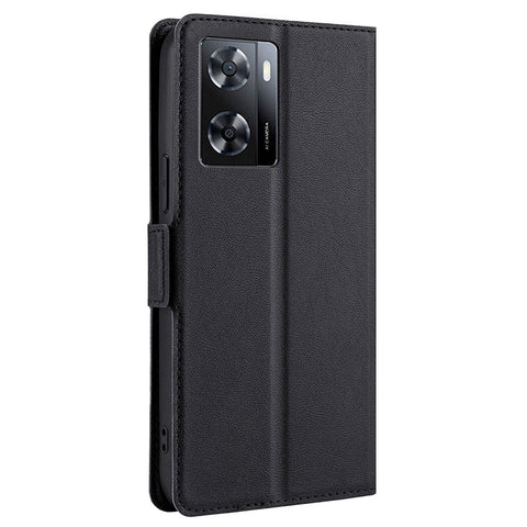 For Oppo A57s 4G / A57e 4G / A57 4G Anti-scratch PU Leather Phone Case Ultra-thin Double Magnetic Clasp Cell Phone Cover Stand with Card Slot