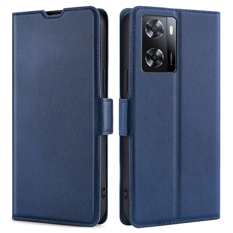 For Oppo A57s 4G / A57e 4G / A57 4G Anti-scratch PU Leather Phone Case Ultra-thin Double Magnetic Clasp Cell Phone Cover Stand with Card Slot