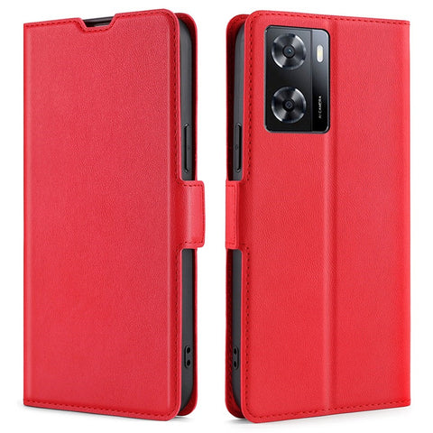 For Oppo A57s 4G / A57e 4G / A57 4G Anti-scratch PU Leather Phone Case Ultra-thin Double Magnetic Clasp Cell Phone Cover Stand with Card Slot
