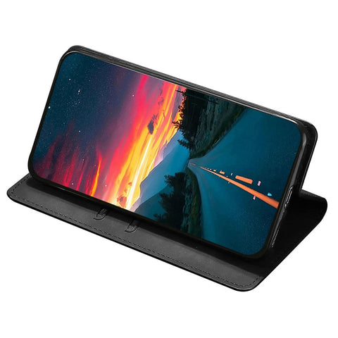 For Oppo A57s 4G / A57e 4G / A57 4G Magnetic Auto-absorbed Anti-scratch Phone Case Stand PU Leather Skin-touch Feeling Mobile Phone Cover with Card Holder
