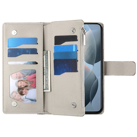 For Xiaomi Redmi K70E 5G  /  Poco X6 Pro 5G Case Zipper Wallet Color Splicing Leather Flip Phone Cover with Straps