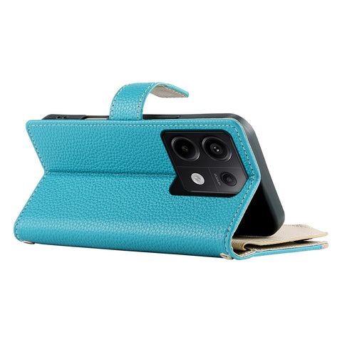 For Xiaomi Redmi Note 13 Pro 5G  /  Poco X6 5G Case Zipper Wallet Color Splicing Leather Flip Phone Cover with Straps