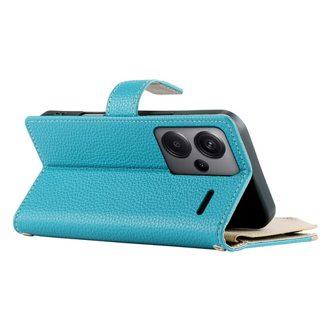 For Xiaomi Redmi Note 13 Pro+ 5G Case Zipper Wallet Color Splicing Leather Flip Phone Cover with Straps