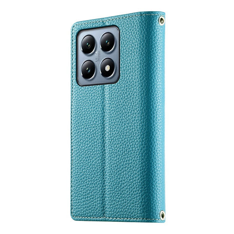 For Xiaomi 14T Pro Case Zipper Wallet Color Splicing Leather Flip Phone Cover with Straps