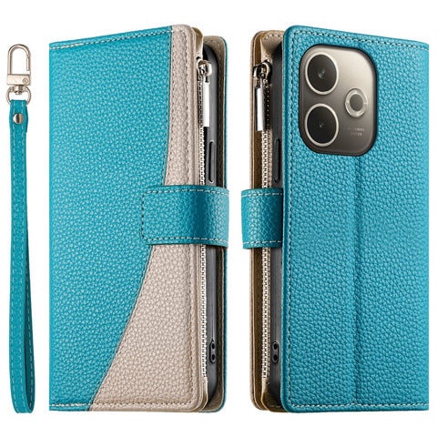 Leather Case For Oppo A5 Pro 5G (Global)  /  4G (Global)  /  A5 Energy 5G (China) Zipper Wallet Color Splicing Flip Phone Cover with Straps