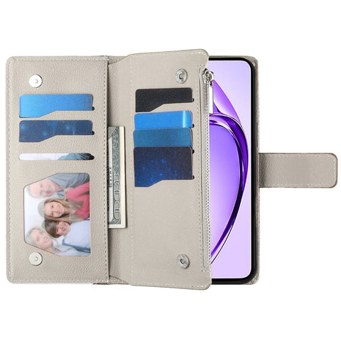 Leather Case For Oppo A5 Pro 5G (Global)  /  4G (Global)  /  A5 Energy 5G (China) Zipper Wallet Color Splicing Flip Phone Cover with Straps