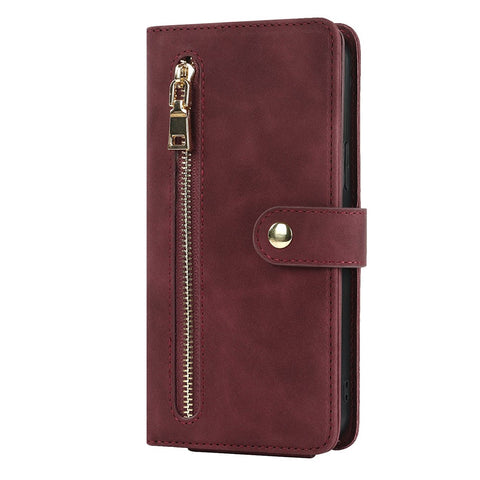 For iPhone 13 Pro Max / 12 Pro Max Stand Case PU Leather Phone Cover with Straps  /  Zipper Wallet  /  Multiple Card Slots