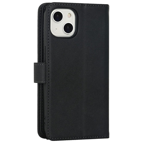 For iPhone 14 Plus Stand Case PU Leather Phone Cover with Straps  /  Zipper Wallet  /  Multiple Card Slots