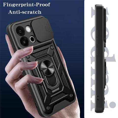 For OnePlus 13s 5G  /  13T 5G Case with Slide Camera Lid PC + TPU Kickstand Phone Cover